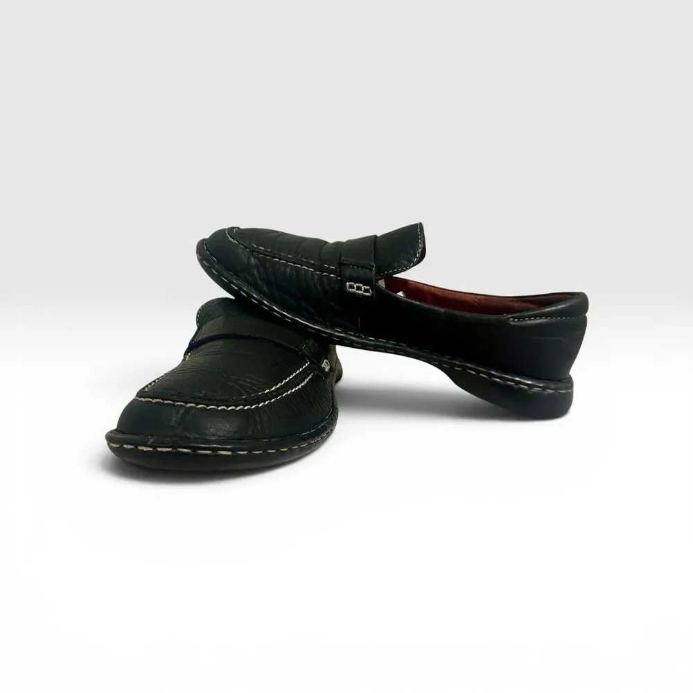 Born Black Leather Penny Loafers Slip On Comfort Shoes Mens 7 EU 38 W3974E3